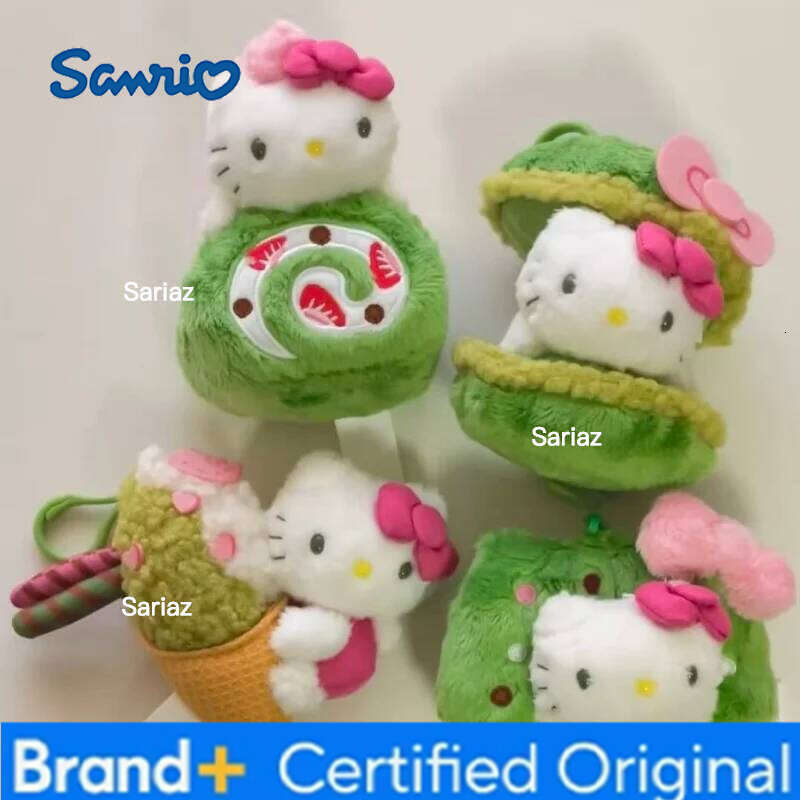 Sanrio NEW Matcha Ice Cream Series Hello Cartoon Creative Plush Toys Pendant Dessert Kitty cat bag Accessories Charm Gift H260121