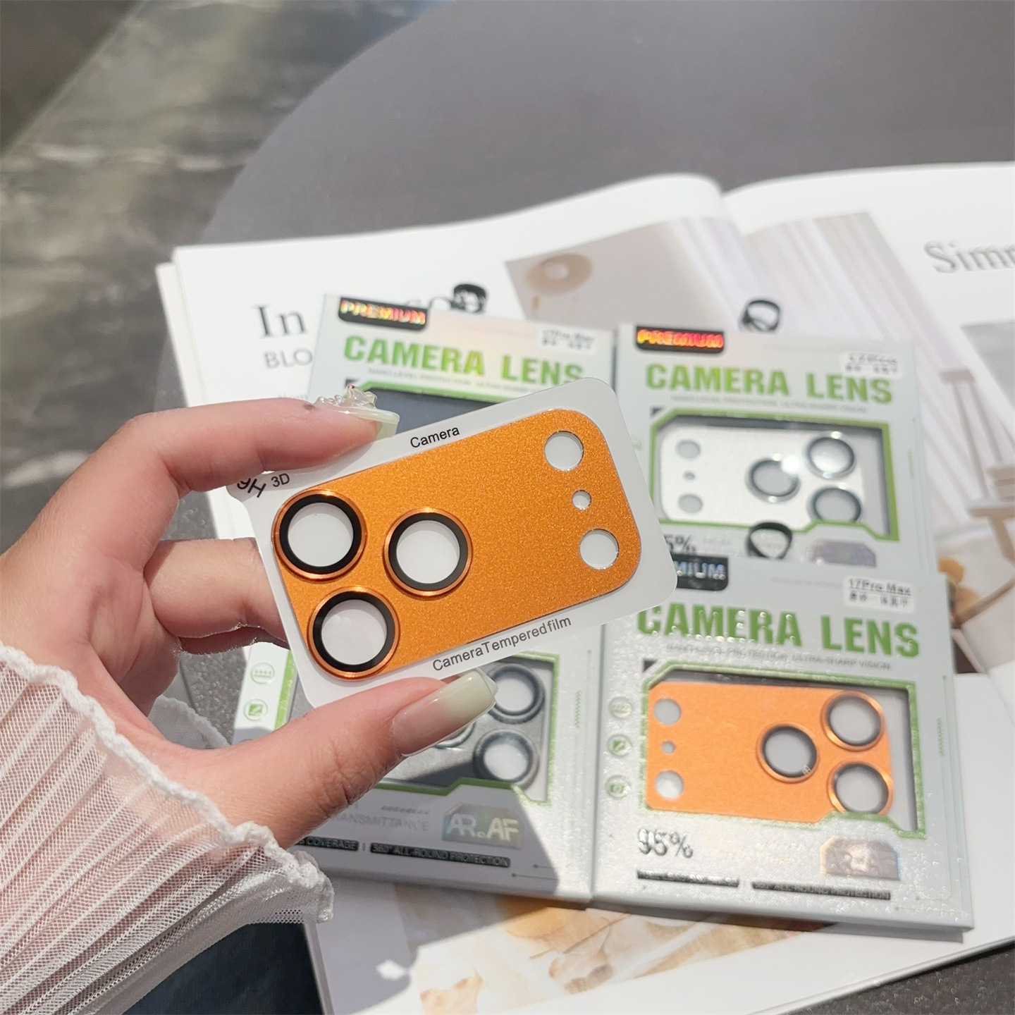 For iPhone 17 Air Pro Max 9H HD Aluminum Metal Ring Camera Lens Cover Tempered Glass Protector Brushed Armor All-in-One AR AF Clear Lens Coverage Prot