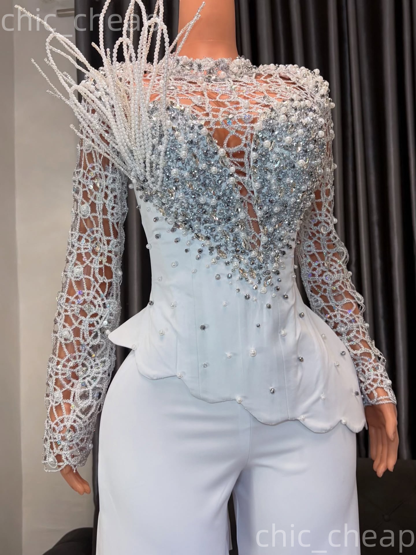 Aso Ebi Nigerian White Sheath Jumpsuits Prom Dresses 2026 Lace Crystals Satin Evening Formal Party Second Birthday Engagement Gowns Dress For Special 