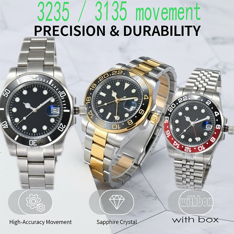 men's casual watch 3235/3135 super clone movement stainless steel sliding buckle sapphire crystal 41mm watch