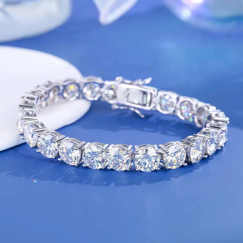 Factory wholesale S925 Silver Full Inlaid Moissanite Tennis Bracelet Full Diamond chilled Jewelry VVS Chain Bracelet Gift