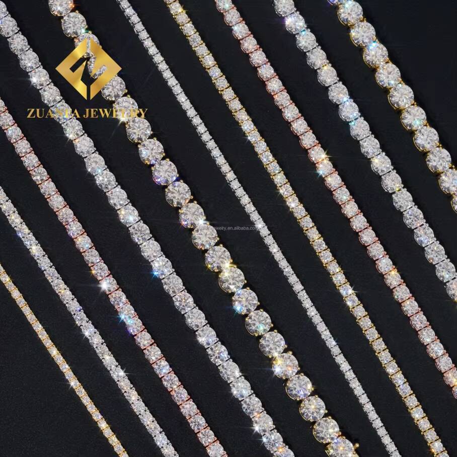 Dropshipping Men Women Popular Moissanite Bracelet 925 Silver 2MM to 65MM Hip Hop Moissanite Tennis Chain Bracelet