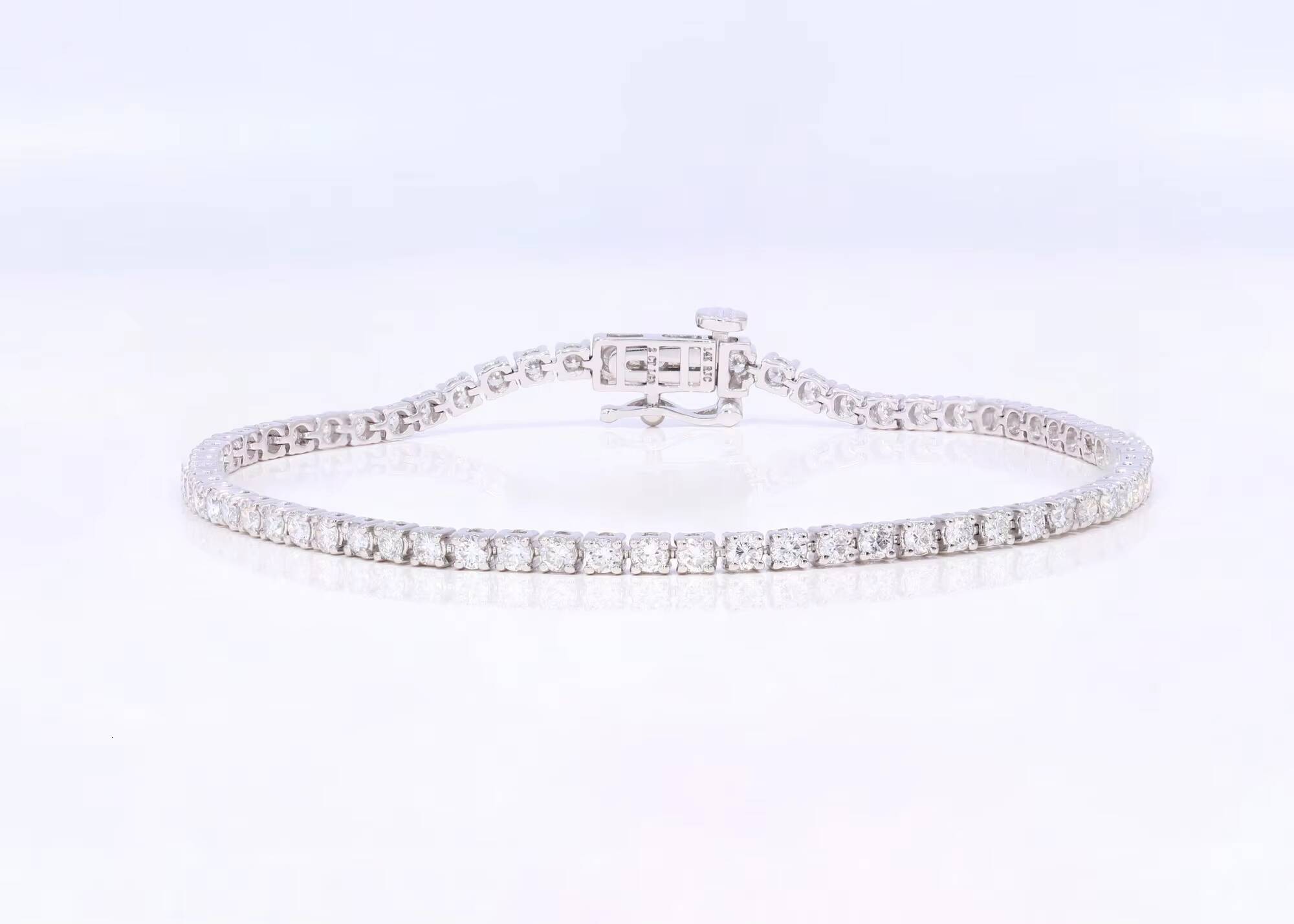 Wholesale OEM 100Ct Simple Diamond Refinement Round Lab Grown Tennis Bracelet in Sterling Silver Diamond Bracelets Bangles