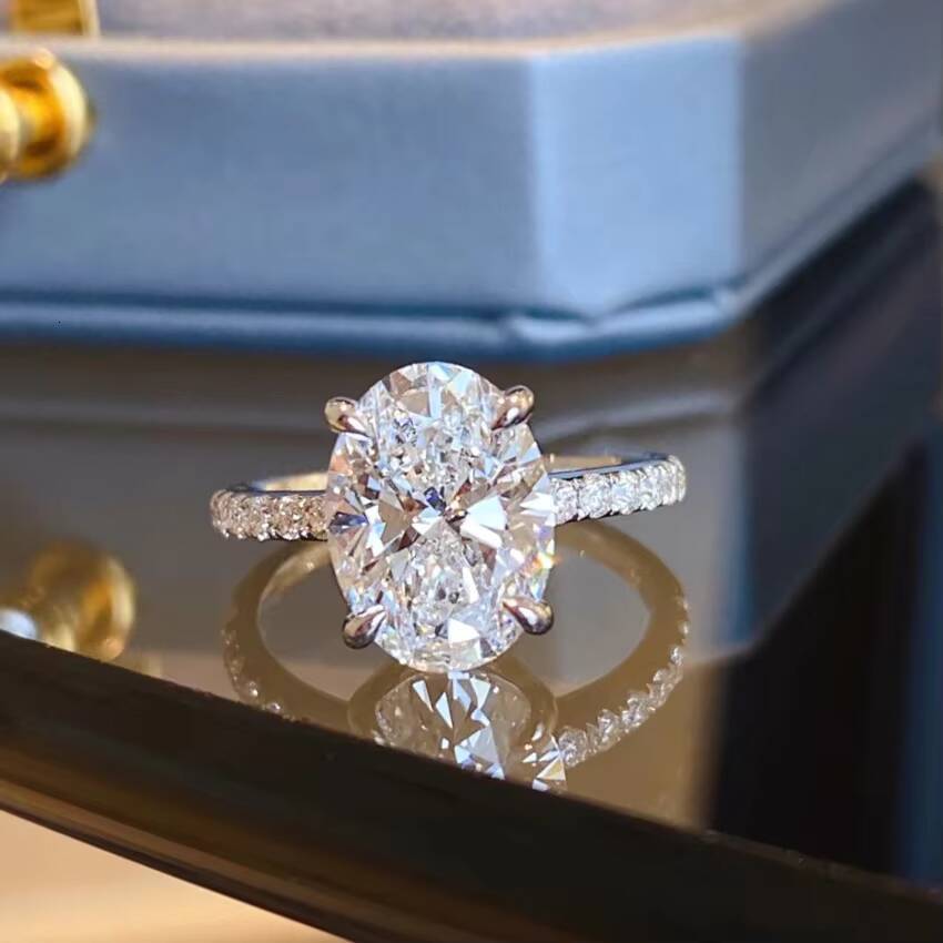 VOAINO IGI Certified 1CT to 5CT CVD HPHT Lab Diamond 14k 18k Solid Gold Engagement Ring Oval Lab Grown Diamond Ring