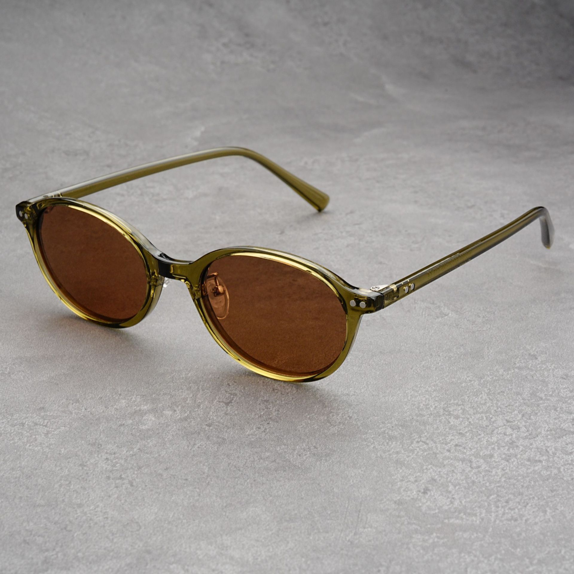 Korean New Flat Round Design TR90 Polarized Retro Niche Oval Frame Grandma Luxury Style Small Face Sunglasses