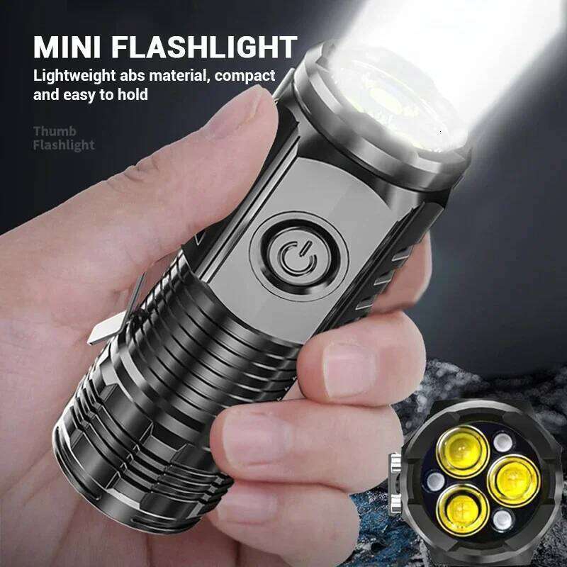 Pocket 3 LED Portable Flashlight Super Bright Torch Waterproof Mini Light with Cap Clip for Outdoor Hiking Camping Working Lamp Z260121