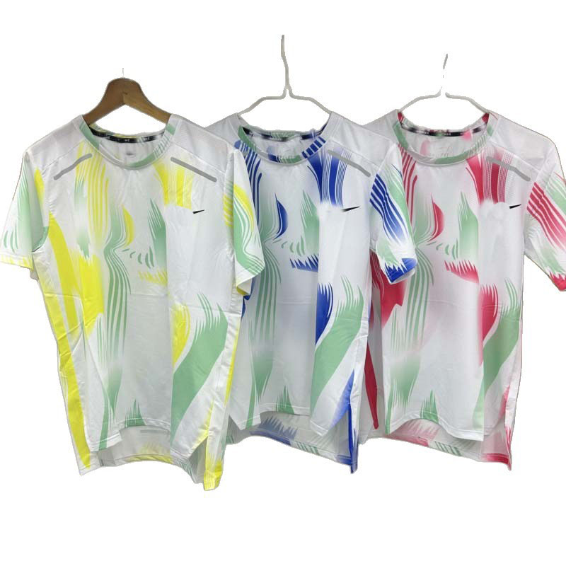 Men T-shirt summer sports Tee top fashionable loose t-shirt designer brand tech shortsleeve breathable printed quick-dry Tshirt fitness running sports Teesh987