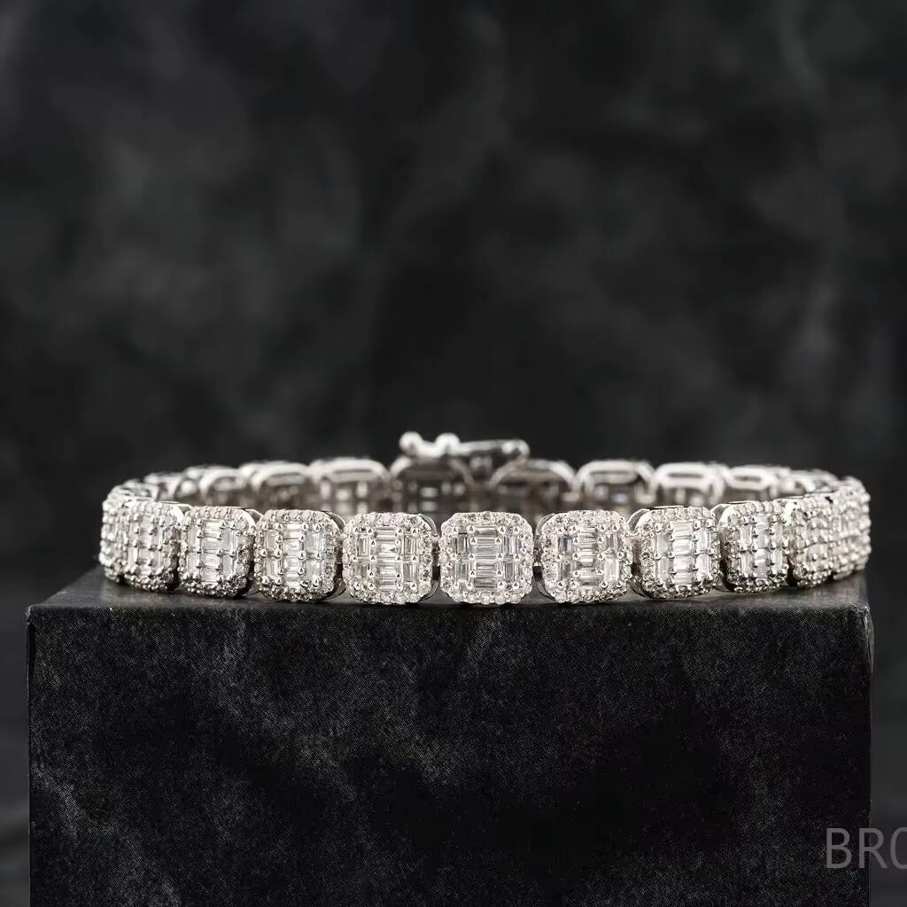 New Design Iced Out Lab Grown Jewelry Two Row VVS Lab Grown Cuban Link Chain Bracelet for Sale From India