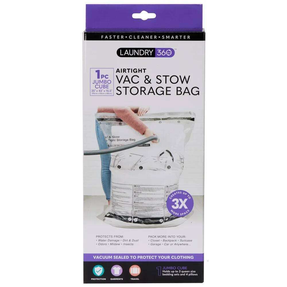 Jumbo Cube Storage Bedding & Clothing Air-Tight Bags Space Saver Reusable Anti-Mildew Odor Resistant Vacuum Sealed 26W0121