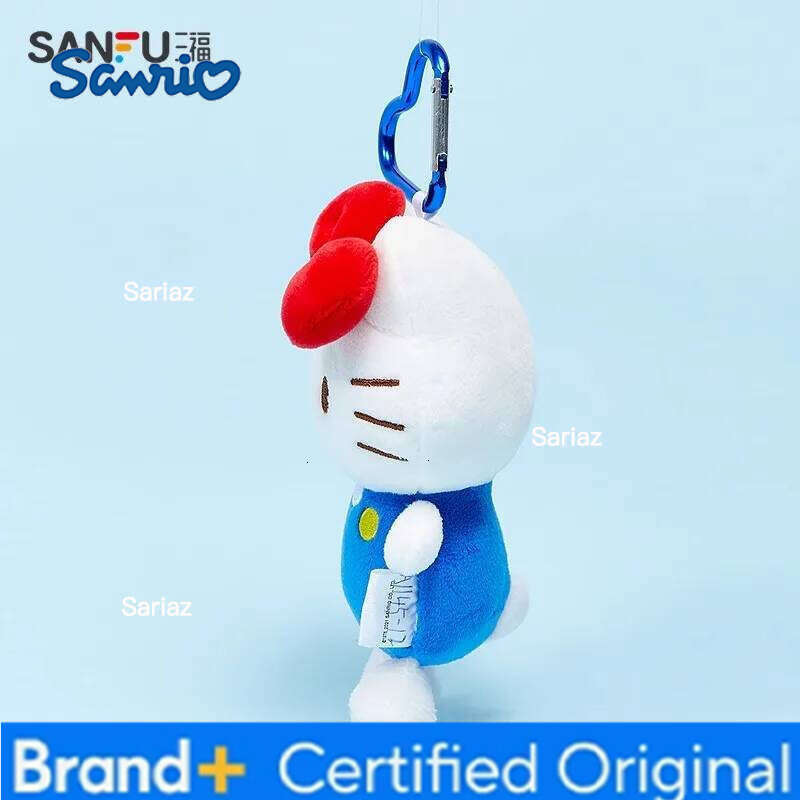 Sanrio Genuine Hello Kitty Cute Blue Keychain Car School bag Pendant Kids Plush Toys Keyring Plushier Birthday Thanksgiving Gift H260121