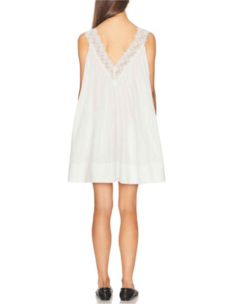 L25885 New European and American Style Fashionable Women's Dress with V-neck Sleeveless Lace Trim and Pleated Design