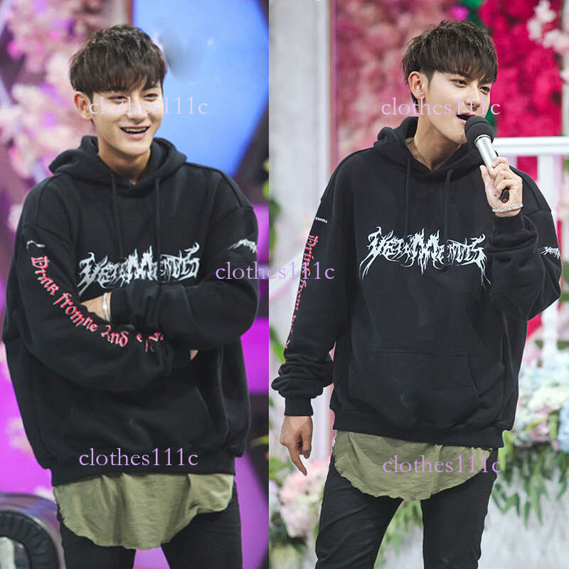 European And Men's Clothing American Trend Brand Huang Zitao Same Style Magic Circle Print Fleece Lined Hoodie Sweatshirt Luanyun
