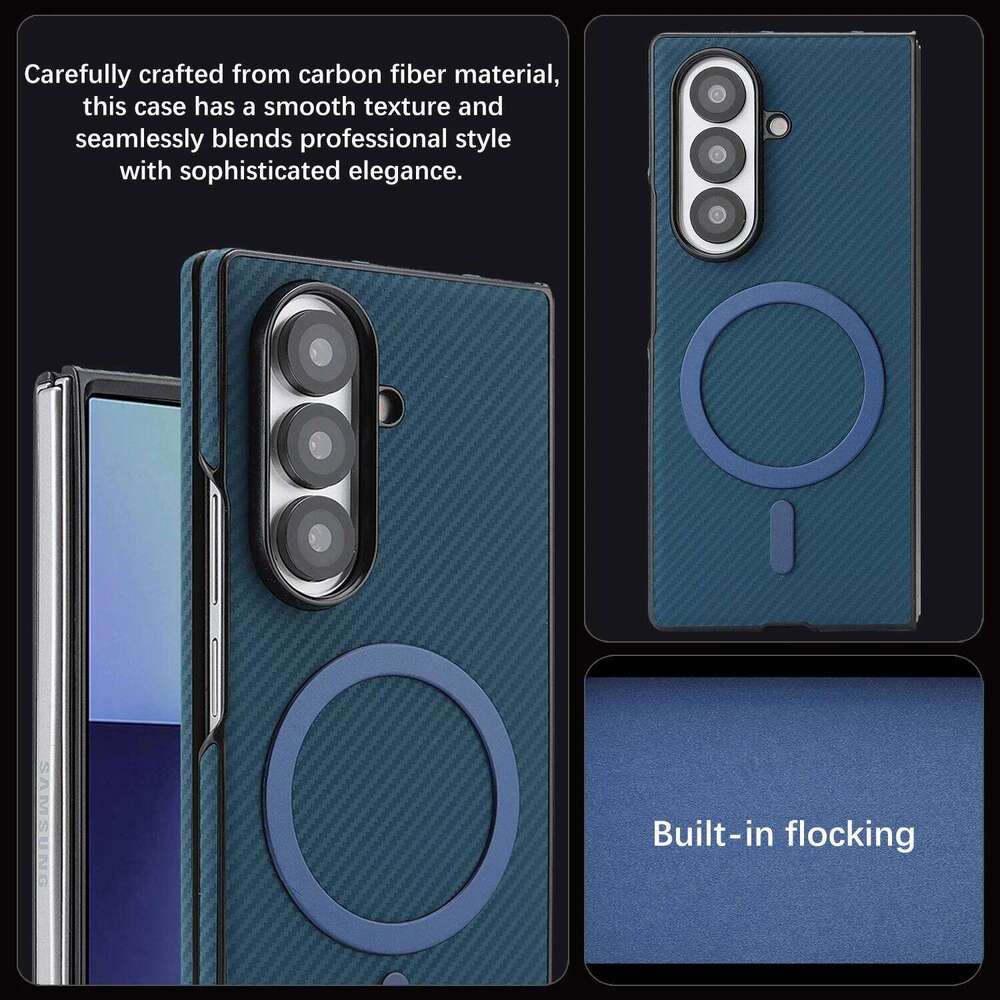 Luxury Ultra Thin Carbon Fiber Leather Phone Case For Samsung Galaxy Z Fold 7 6 5 4 3 Retro Business Magnetic Cover Z260121