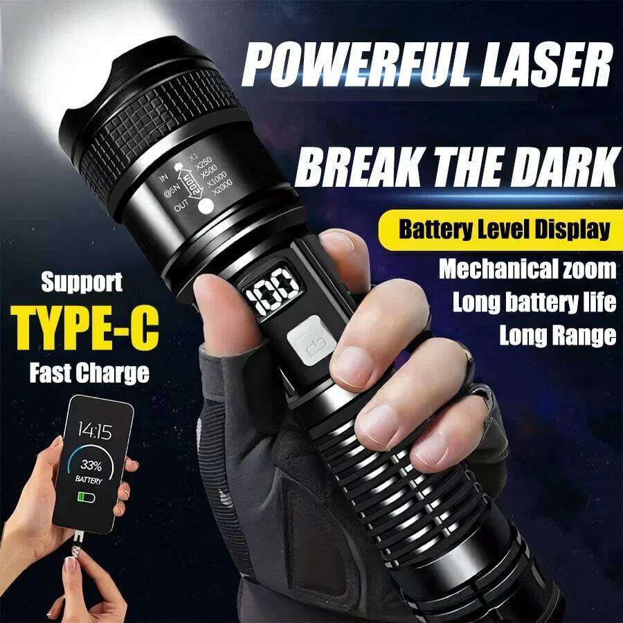 High Strong Power Led Flashlights Tactical Flash Light Torch Ultra Bright Lamp USB Charging Camping Fishing Defensa Zoom Lantern Z260121