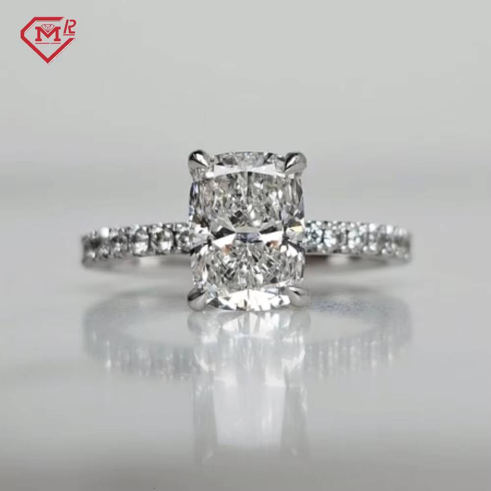 IGI Certified CVD Lab Diamond Ring Fashion Jewelry 14k 18k Solid Gold Elongated Cushion Engagement Lab Grown Diamond Ring