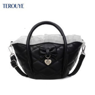 TEROUYE Korean style niche quilted design women s handbag autumn and winter new cute and sweet Y K style shoulder bag bow style Luxury bag