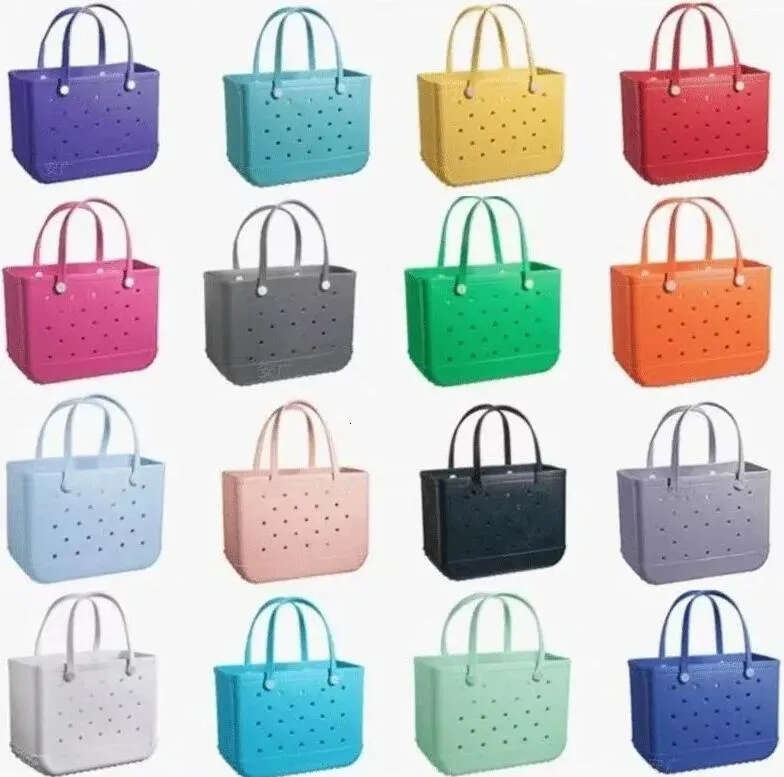 Designer Storage Bags Waterproof Bogs Beach Bag Eva Solid Punched Organizer Basket Summer Outdoor Water Park Handbags Large Women's 26W0119