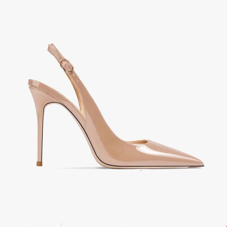 Pointed Toe Stiletto Patent Single Back Strap Hollow Sandals Professional Office Formal OL Leather Shoes