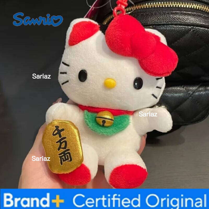 Sanrio Maneki-neko Hello doll Animal Plush knapsack Pendant Cartoon Lucky kitty Cat bag accessoires Ornament Gift H260121