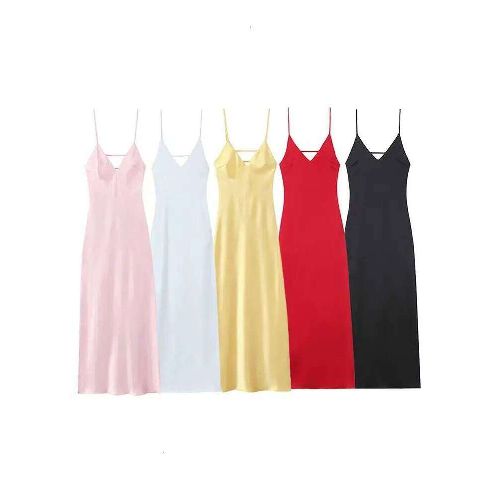 HH Summer Beach Holiday Midi For Women Trendy Solid Backless Sleeveless Slim V-Neck Back Zipper Party Sexy Sling Dress