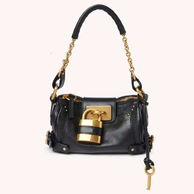 women padlock design shoulder bag with chain 2025 new black beige dark red camel color H260121
