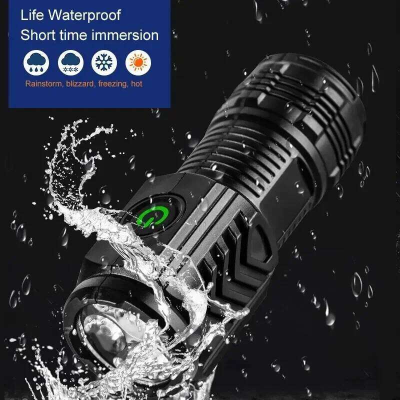 3LED Super Bright Flashlight Portable Mini Burst Flash Torch USB Rechargeable Outdoor Emergency Lantern Spotlight with Pen Clip Z260121