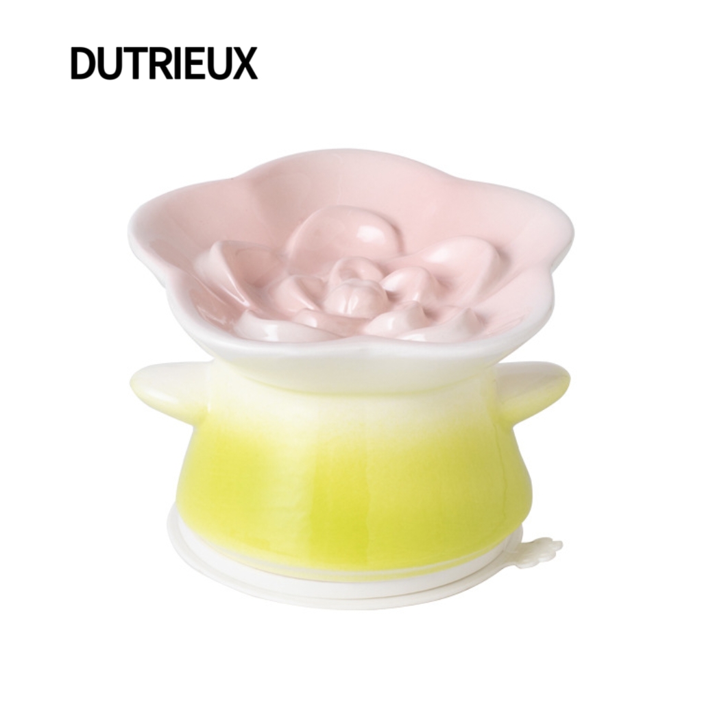 H2455 Ceramic pet food bowl, cat and dog dual-use, anti-tipping, anti-black chin, water and food all-in-one bowl.