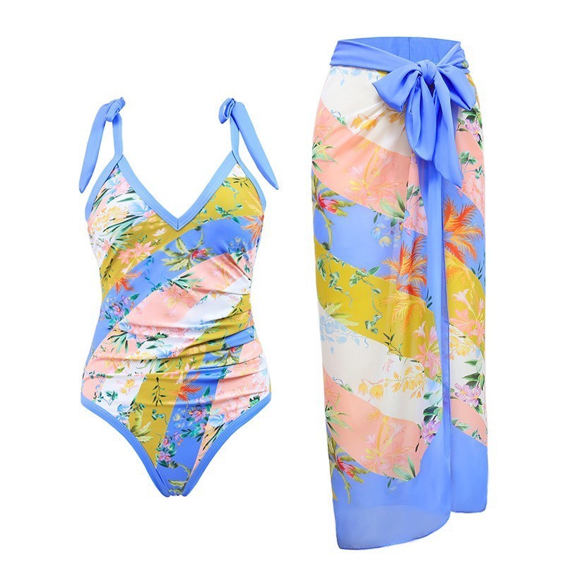 Suits Sexy Print Swimwear Ruffles Dot Swimsuit Bodysuit Patchwork Monokini Bathing Suit Pad Female Set 230614