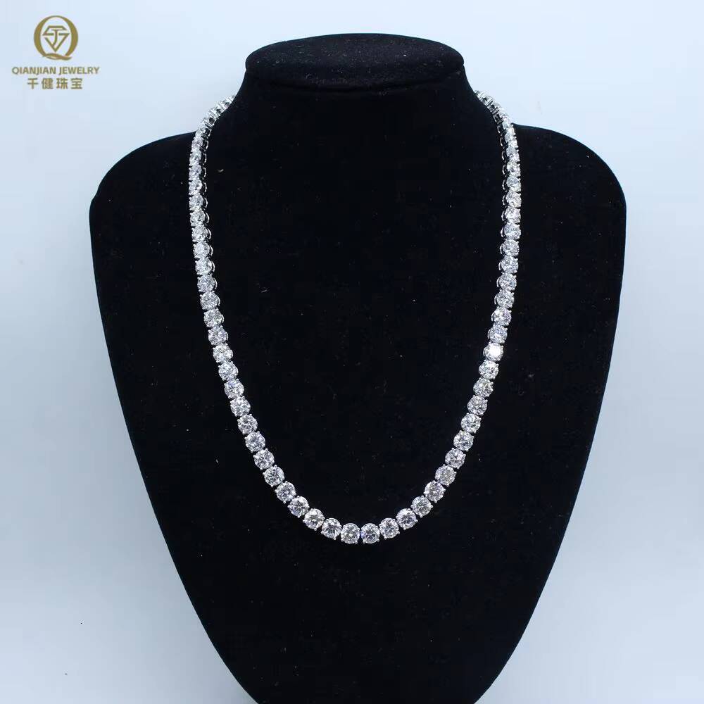 Qianjian Brand Jewelry 14K Gold EF/VS Lab Diamond Tennis Link Chain 65mm 20inches Lab Grown Diamond Chain for Men/Women