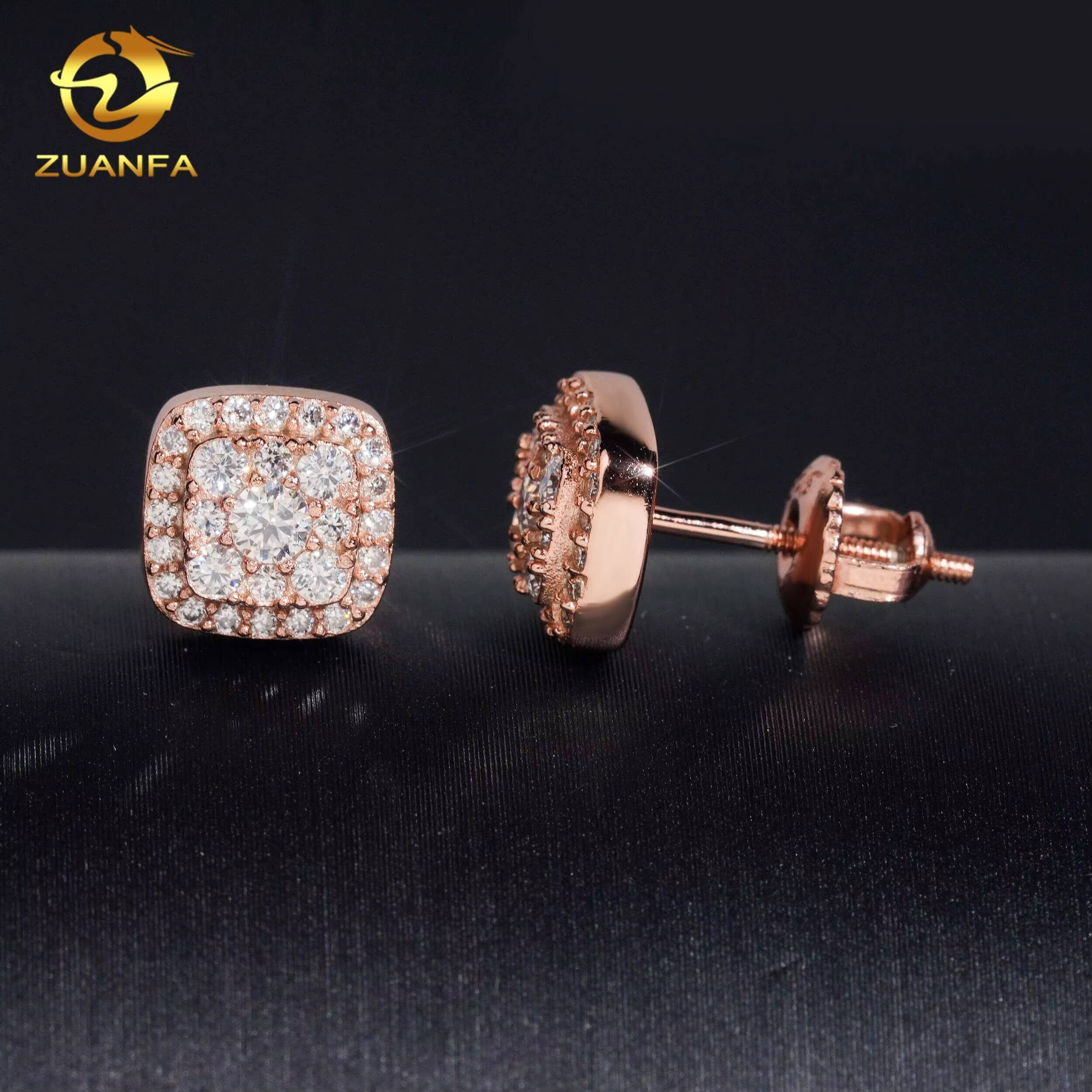Wholesale Price 8mm Screw Back Ear Studs Hip Hop Jewelry VVS Moissanite 925 Silver Iced Out Classic Stud Earrings Pass Tester