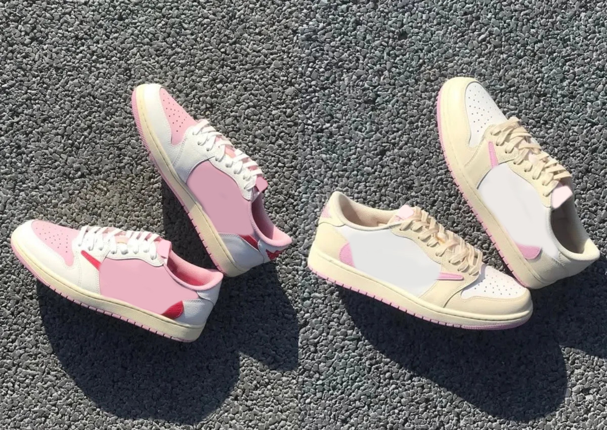 Shoes TS Fragment 1 Low OG Muslin Shy Pink University Red Sail Black Military Blue Reverse Mocha Olive Phantom Cactus Jack Men Women Sneakers