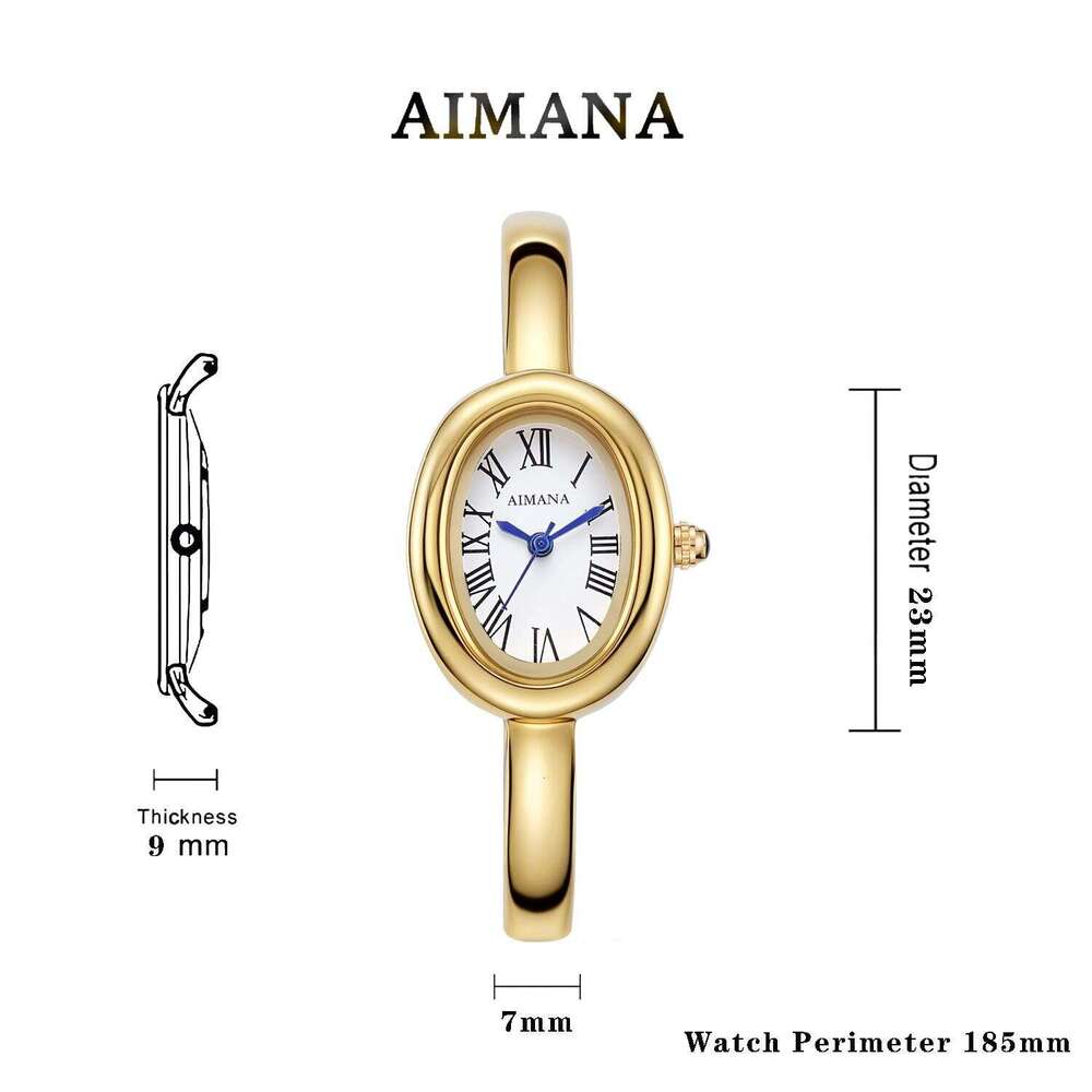 AIMANA Cross-Border Bracelet Bathtub Small Dial Niche Light Luxury High-End Roman Numerals Oval Watch Wholesale