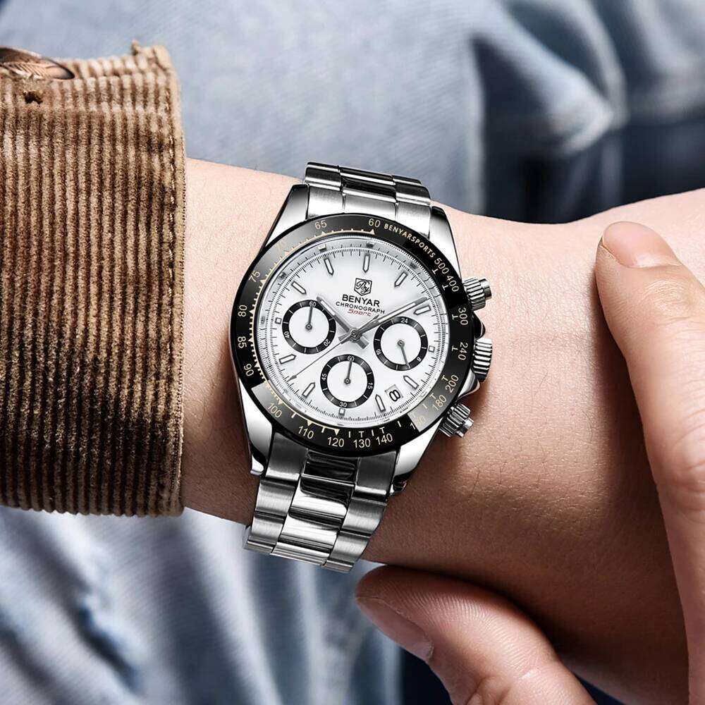 Relojes Hombre 2024 BENYAR New Men Luxury Brand Chronograph Male Sport Watches Waterproof Stainless Steel Quartz Watch 26W01121