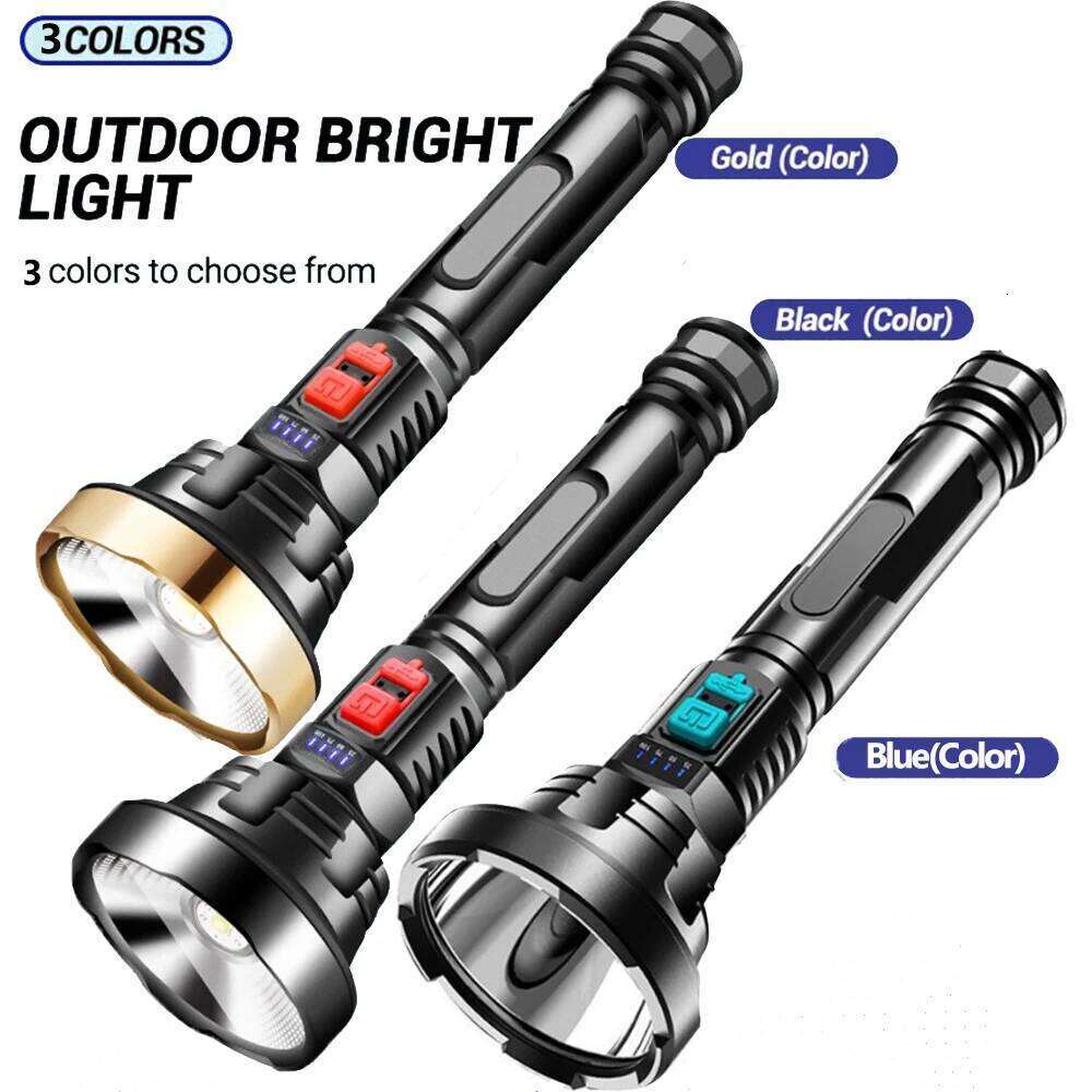 LED Power Display Built in Battery Outdoor Long Range Waterproof USB Charging Strong Light Flashlight Z260121