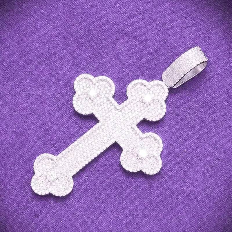 Hip Hop Iced Out Bling 925 Sterling Silver Pass Diamond Tester VVS Moissanite Clover Cross Pendant for Men Women
