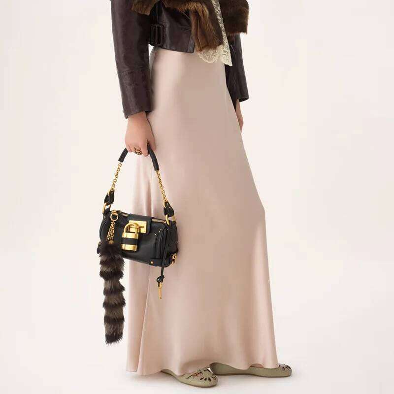 women padlock design shoulder bag with chain 2025 new black beige dark red camel color H260121