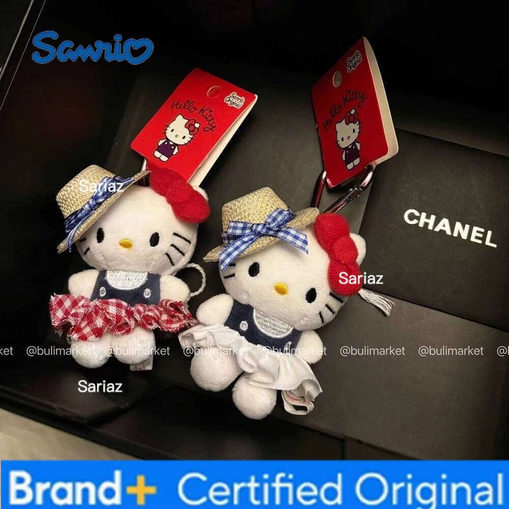 Sanrio Hello Kitty 10Cm Keychain Plush Straw Hat Doll Kawaii Pendant Anime Cartoon Plushie Toy Christmas Gifts For Children H260121