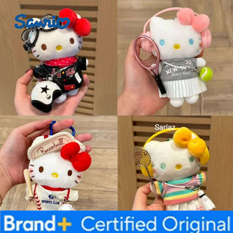 Sanrio Kt Cat Sweet And Cool Motorcycle Driver Tennis Player Cute Hello Kitty Backpack Mobile Pendant Key Doll Plush Toy Festival Gift H260121