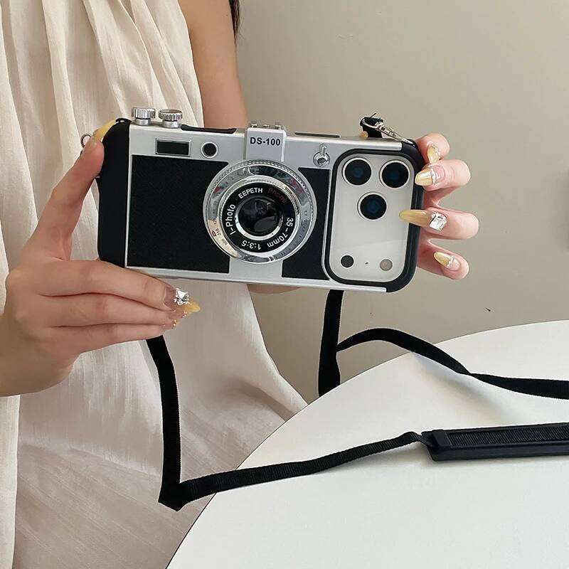 Emily in Paris Vintage Camera Design Case for IPhone Air 17 16 15 14 13 12 Pro Max Plus 17Pro 16Pro i17 Phone Cover with Lanyard Z260121