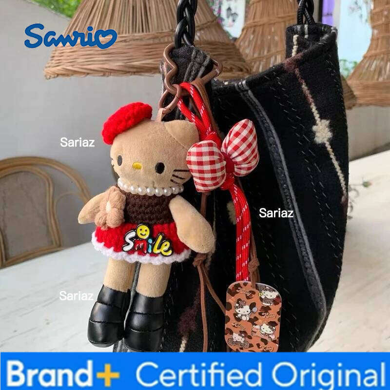 Sanrio Anime Hello Kitty DIY hand-woven rope cartoon plush keychain PP cotton stuffed doll kawaii decoration holiday gift H260121