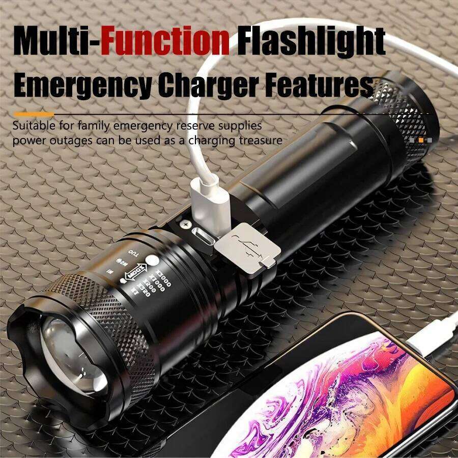 High Strong Power Led Flashlights Tactical Flash Light Torch Ultra Bright Lamp USB Charging Camping Fishing Defensa Zoom Lantern Z260121