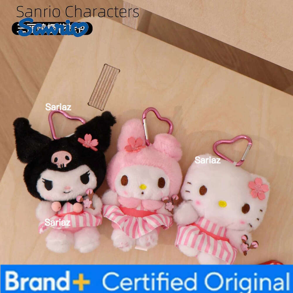 Sanrio Peluche Hello Kitty Kuromi Melody Cinnamoroll Stuffed Pendant Cute Plush Toys Keyring Anime Keychain Birthday Gift H260121