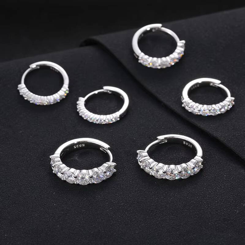 Dropshipping Online Shop Best Seller 18K Gold Plated 925 Sterling Silver VVS Moissanite Diamond Cuff Earrings Huggie Stud