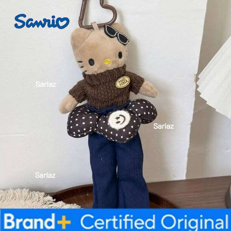Sanrio Miniso Black Skin Long Legs Hello Kitty Kawaii Plush Doll Ins Korean Backpack Pendant Cartoon Anime Gift H260121
