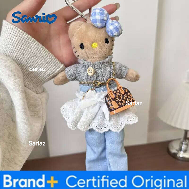 Sanrio Miniso Black Skin Long Legs Hello Kitty Kawaii Plush Doll Ins Korean Backpack Pendant Cartoon Anime Gift H260121