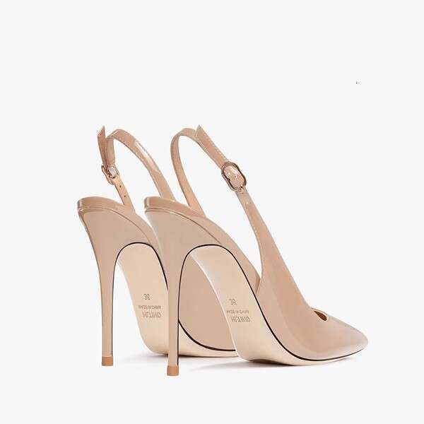 Pointed Toe Stiletto Patent Single Back Strap Hollow Sandals Professional Office Formal OL Leather Shoes