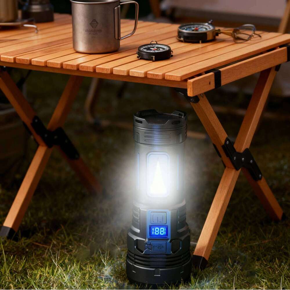 High Power LED 18650 USB C Rechargeable Led Flashlight with Side Light Torch Outdoor Hiking Camping Lantern Z260121