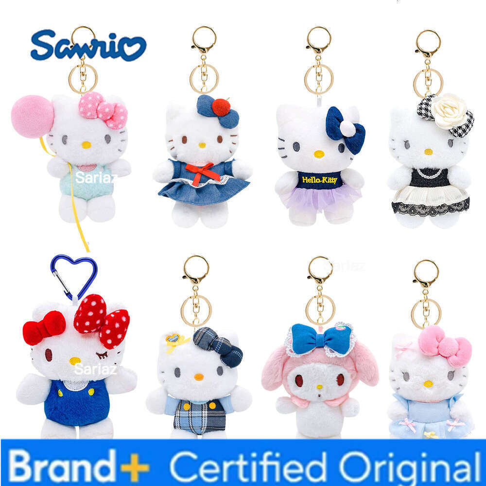 Sanrio Genuine Hello Kitty Melody Cute Girl Keychain School bag Pendant Kids Plush Toys Keyring Plushier Birthday Christmas Gift H2601211