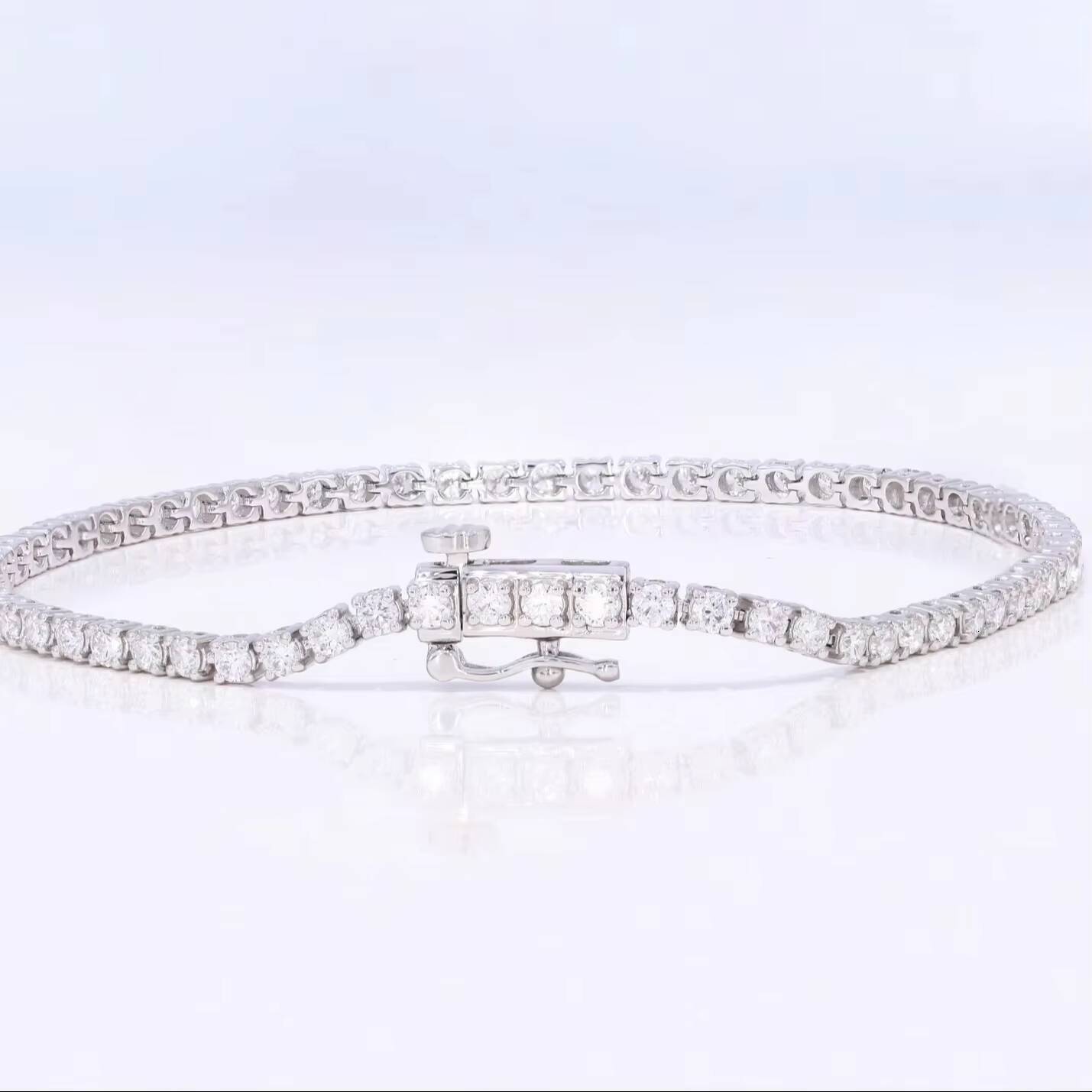 Wholesale OEM 100Ct Simple Diamond Refinement Round Lab Grown Tennis Bracelet in Sterling Silver Diamond Bracelets Bangles