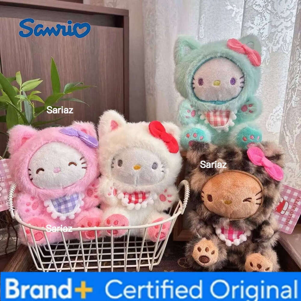 Sanrio Cartoon Sexy Leopard Bow Cat Hello Kitty Pendant Kawaii Japanese Ornament Birthday Party Gifts Plush Doll Bag Charm Decor H260121